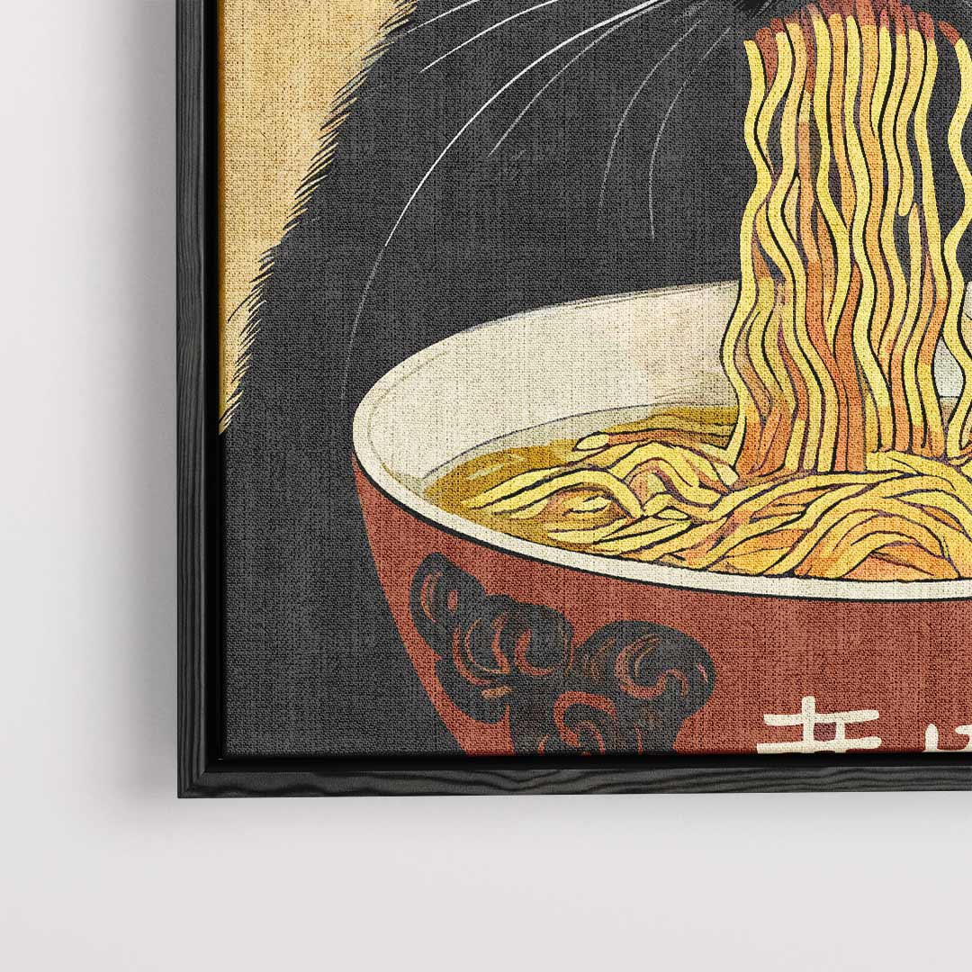 Kat met Noodles Kunstwerk-canvas-dibond-plexiglas-wanddecoratie-WallArtistic