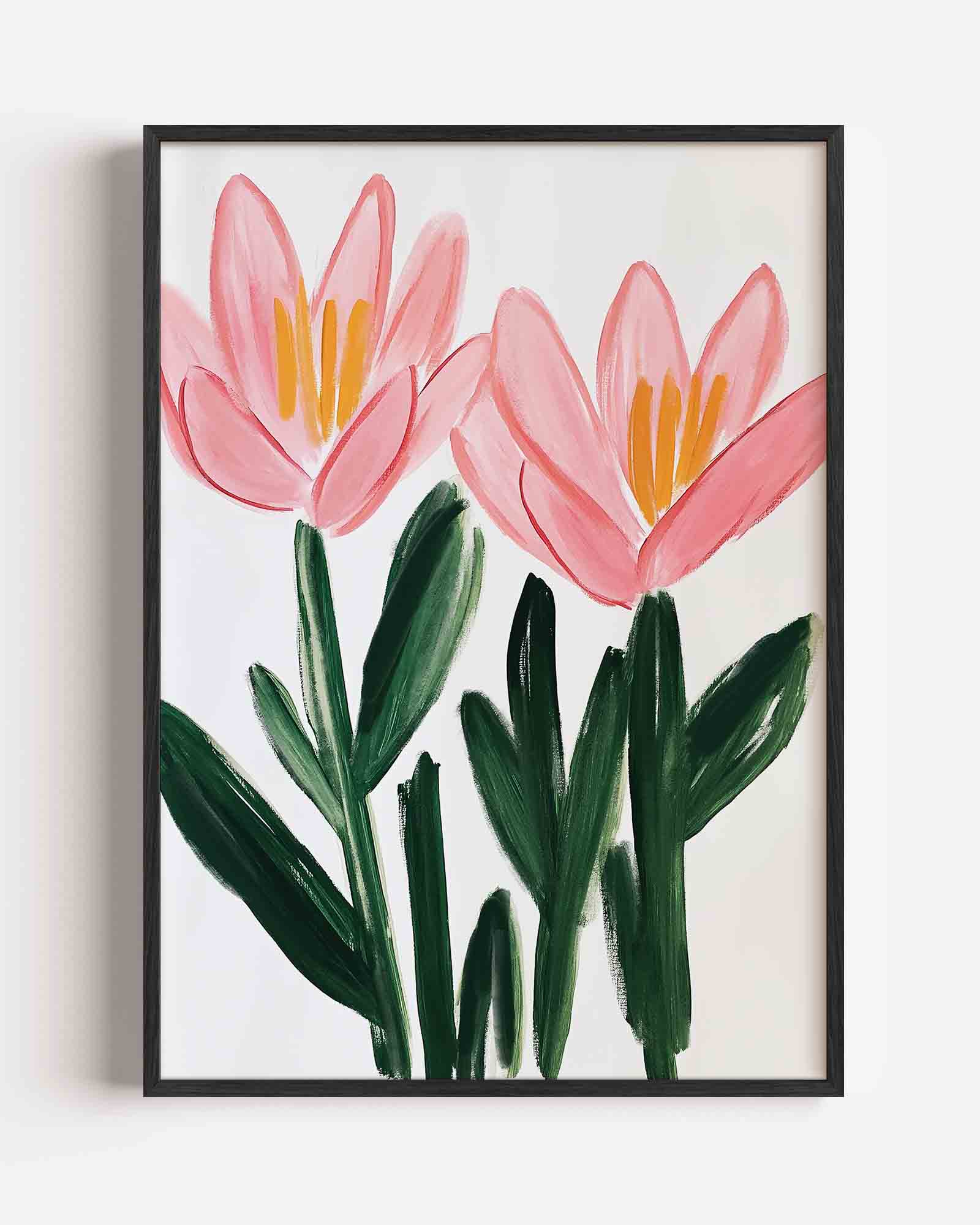 Bloemen in roze en groen Poster