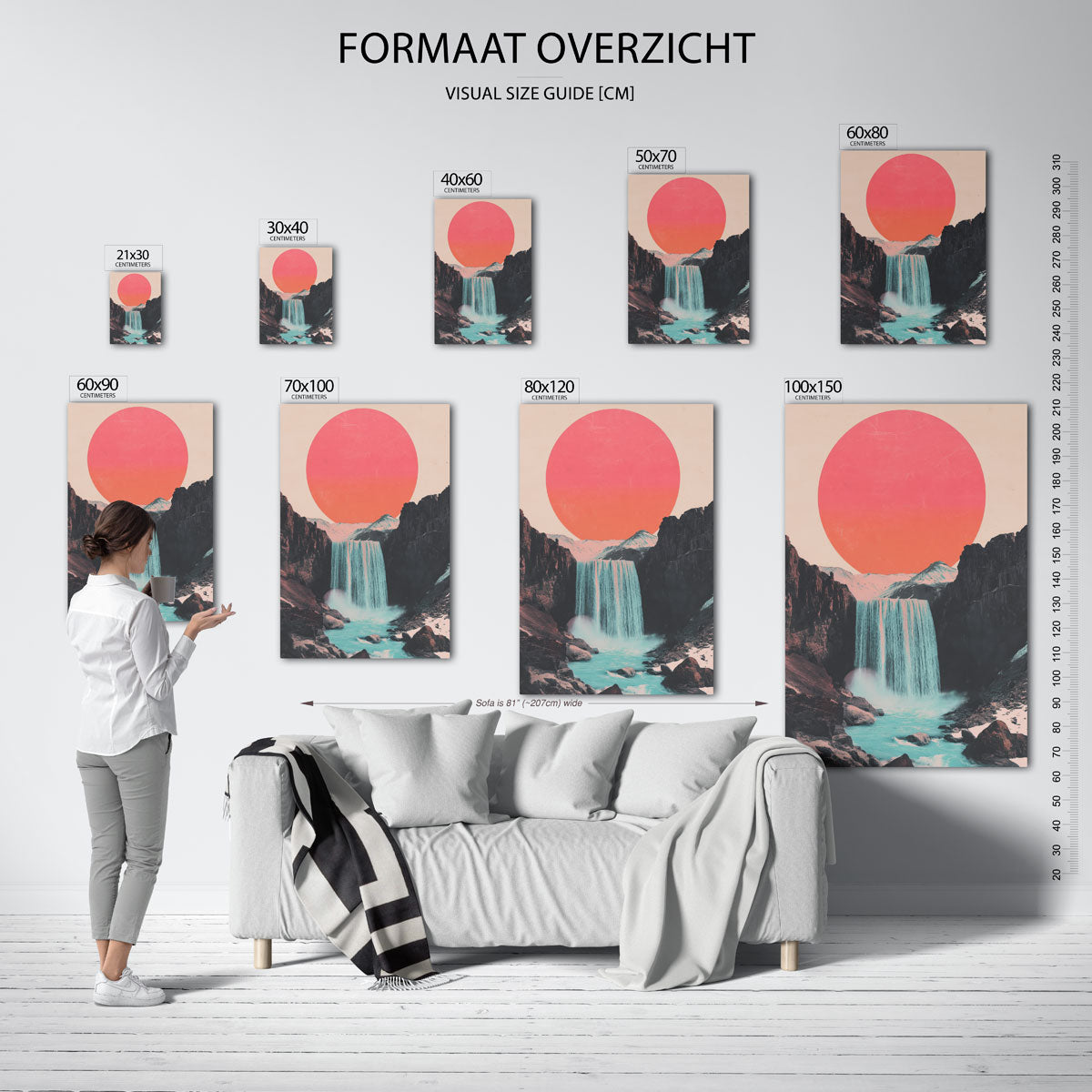 Waterval en zon Poster