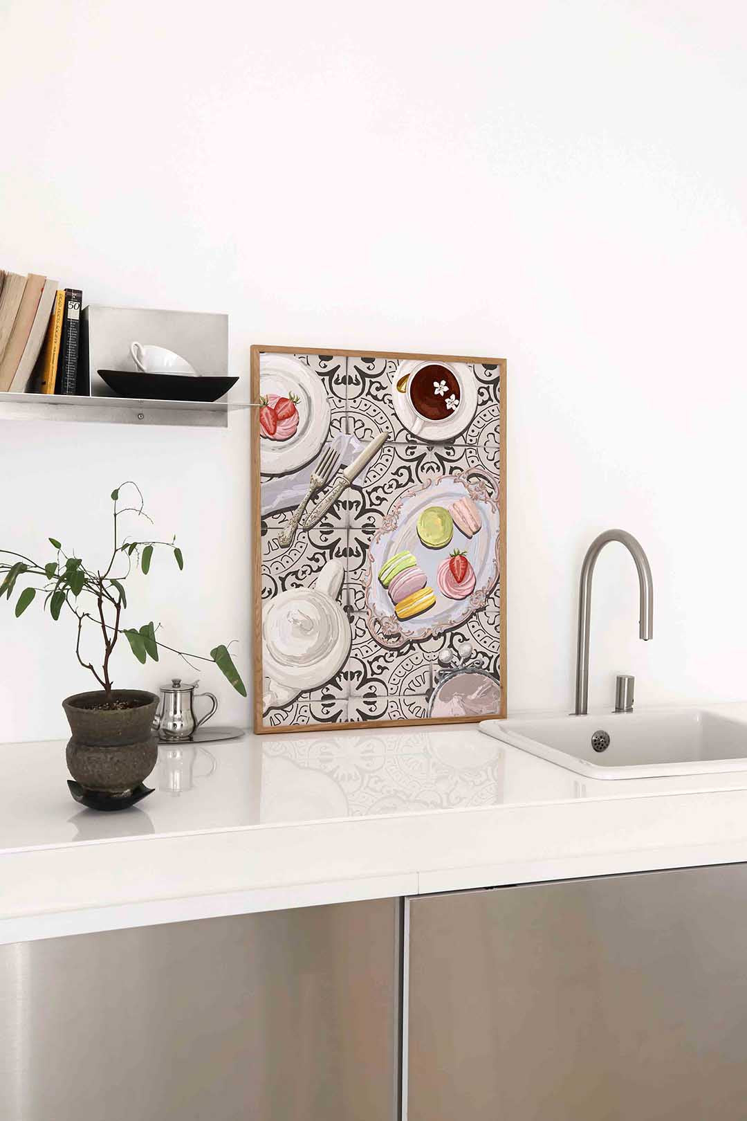 Theeservies en macarons Poster