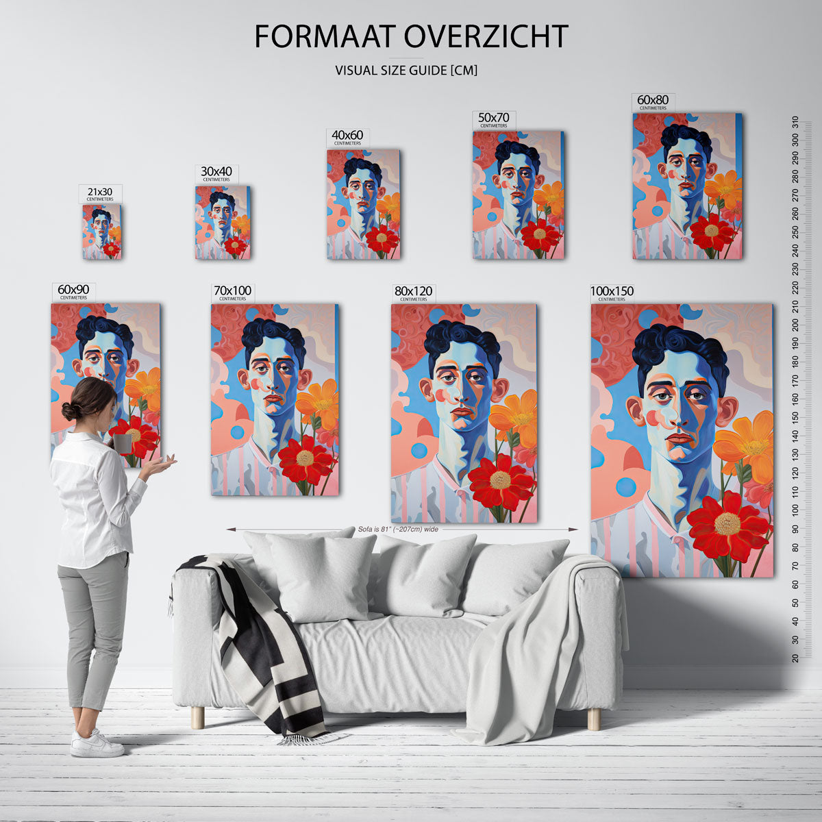 Portret met bloemen Poster