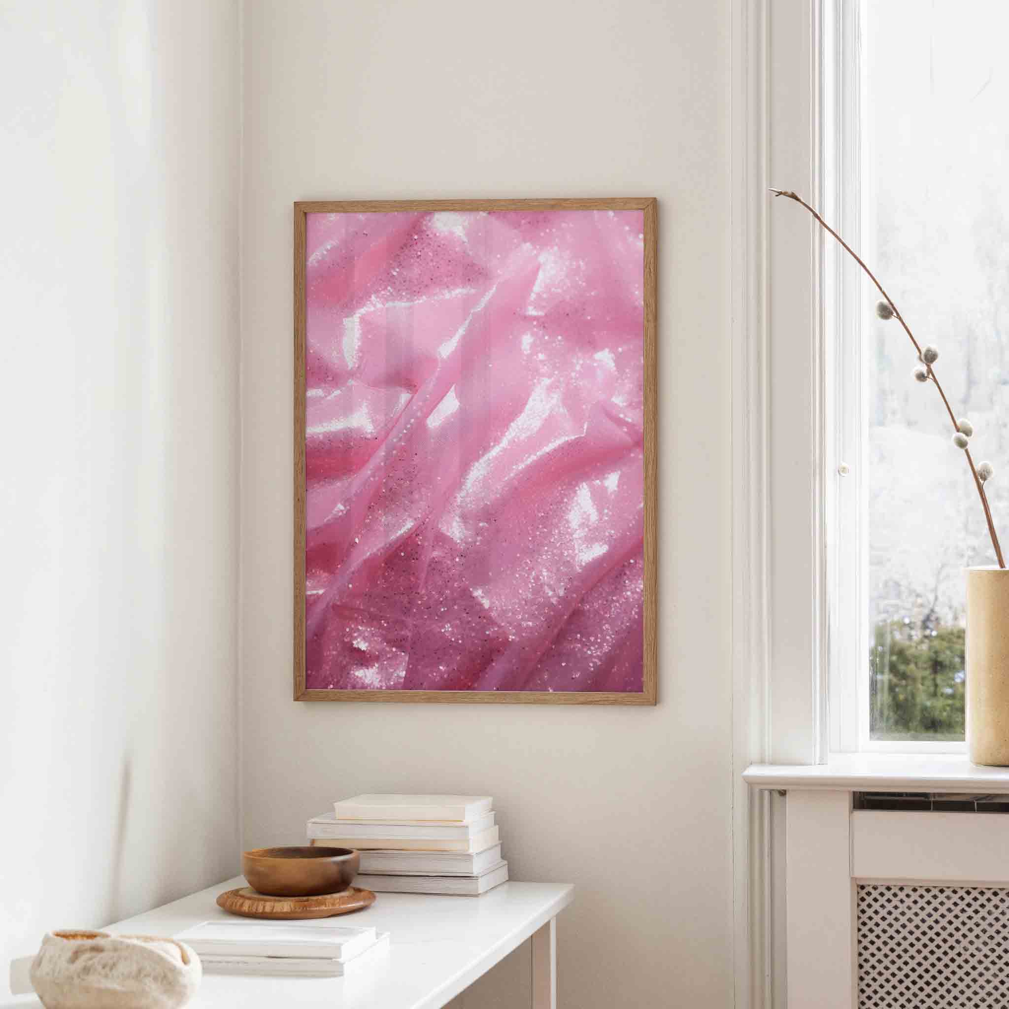 Glanzende roze stof Poster