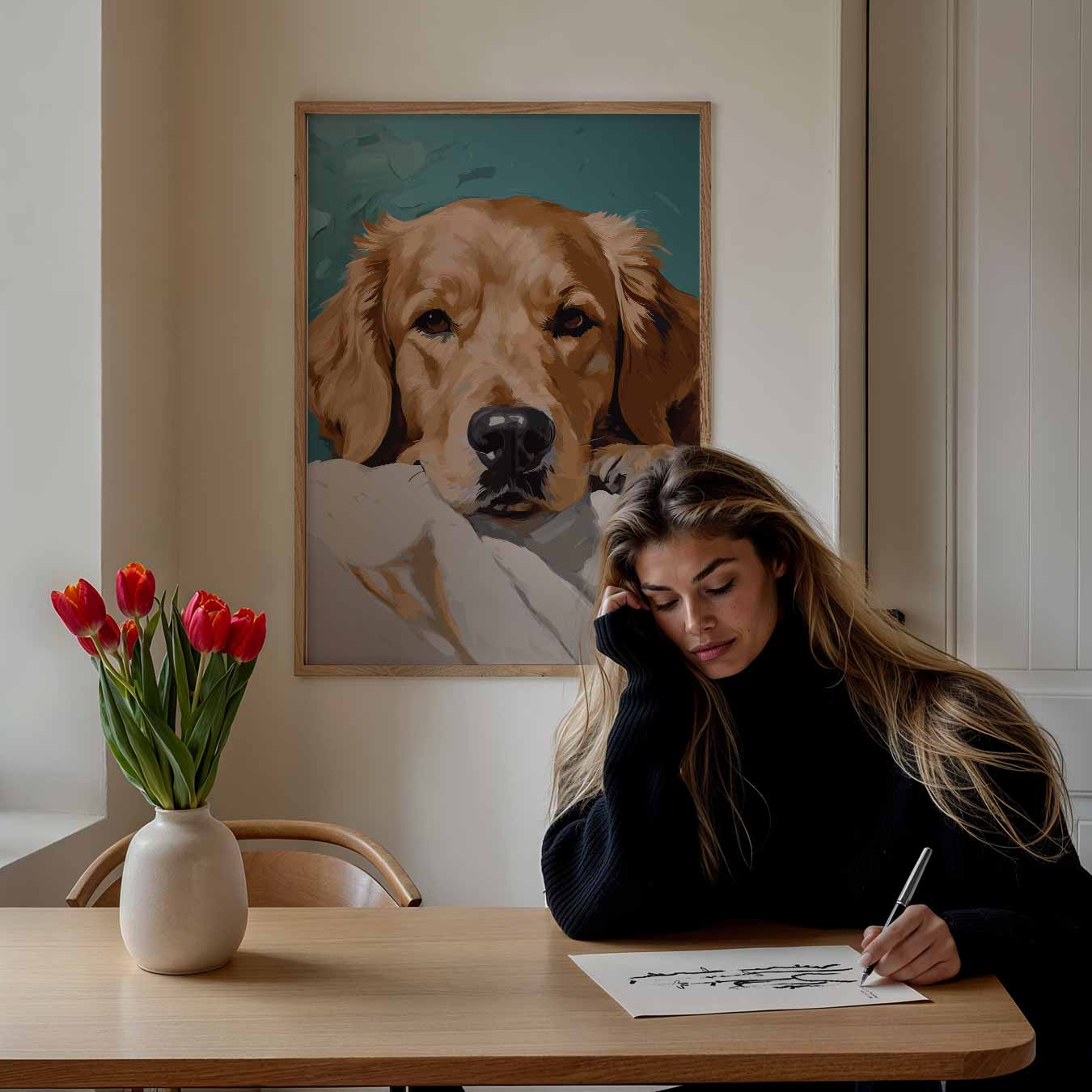 Slapende Golden Retriever Poster-WallArtistic