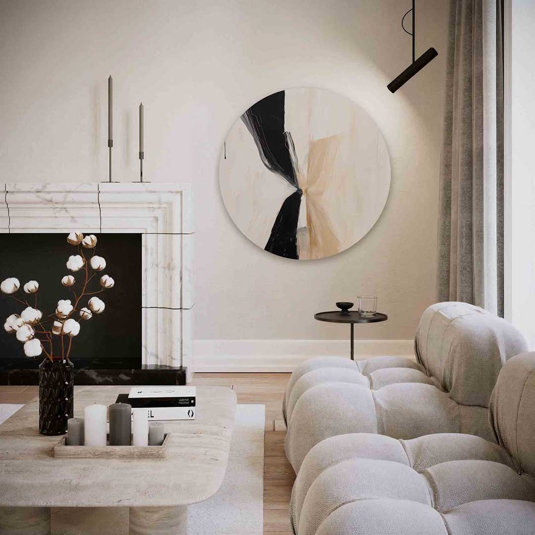 Abstracte zwart en beige Muurcirkel