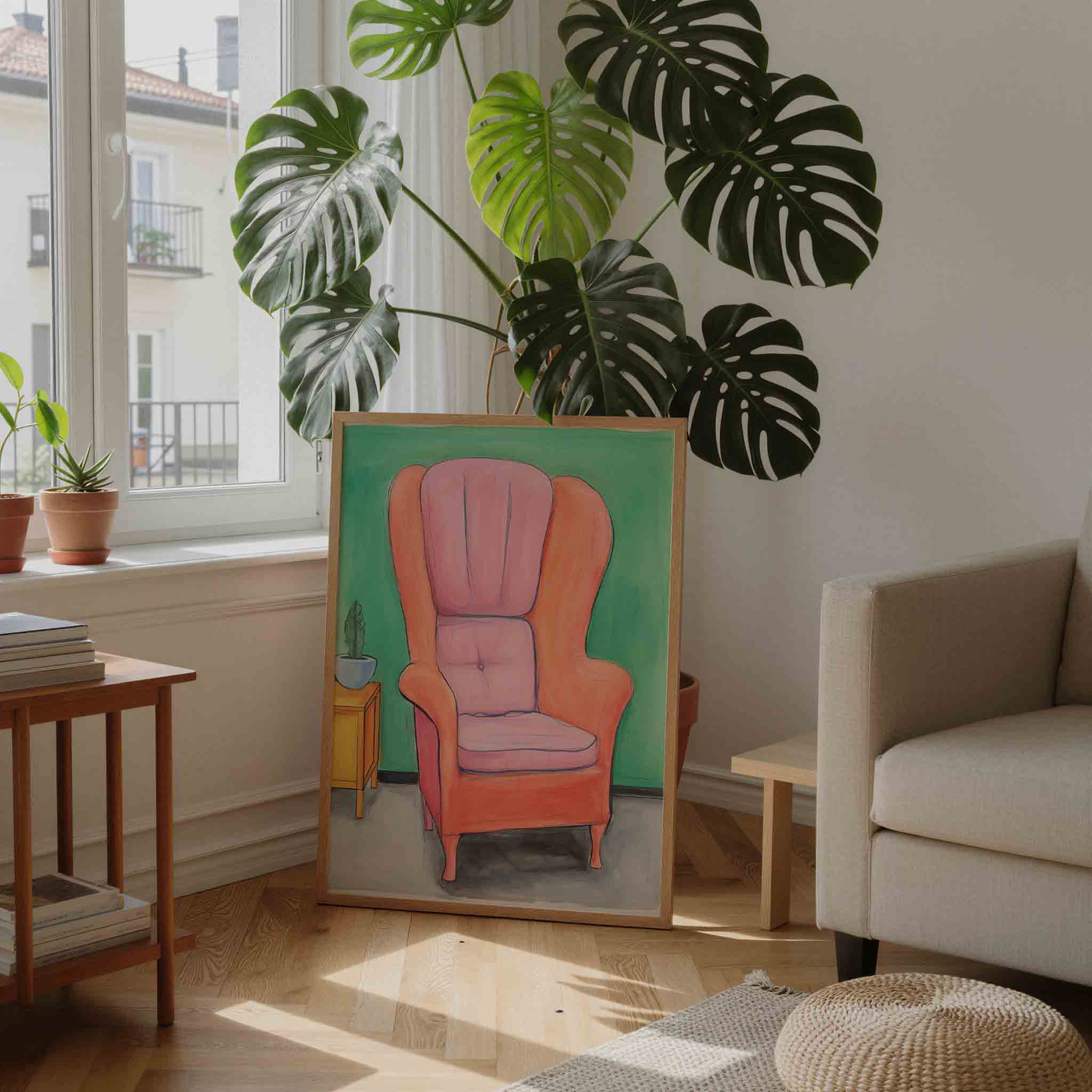Roze fauteuil Poster