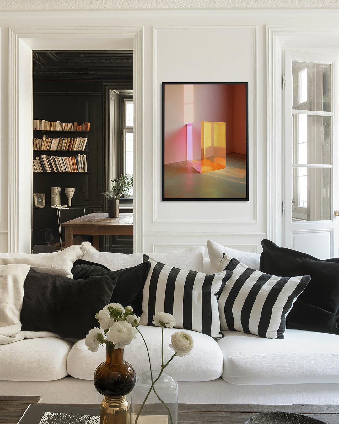 Transparante kleurenkubus Kunstwerk