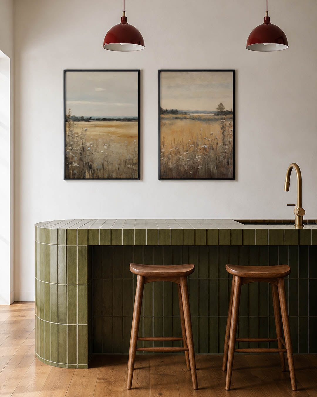 Landschap in zachte tinten Posterset