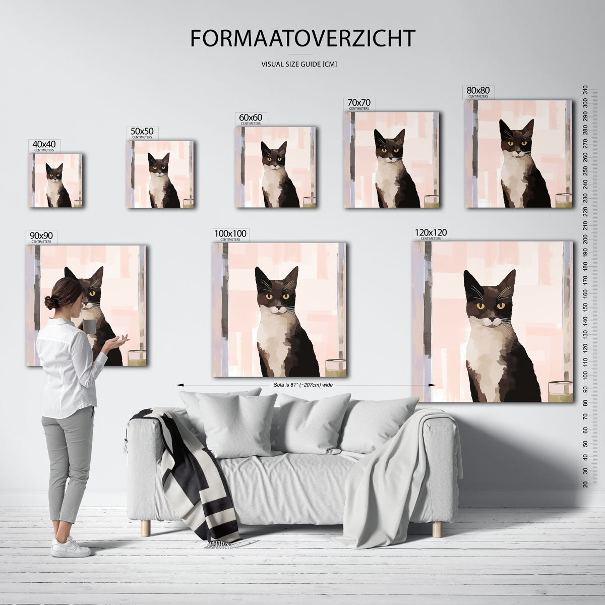 Kat met roze achtergrond Poster