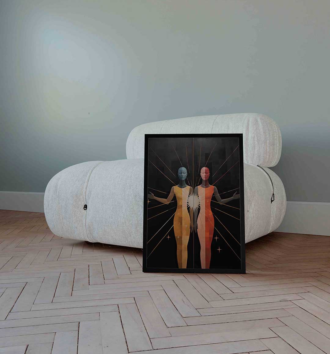 Twee figuren met stralen Poster
