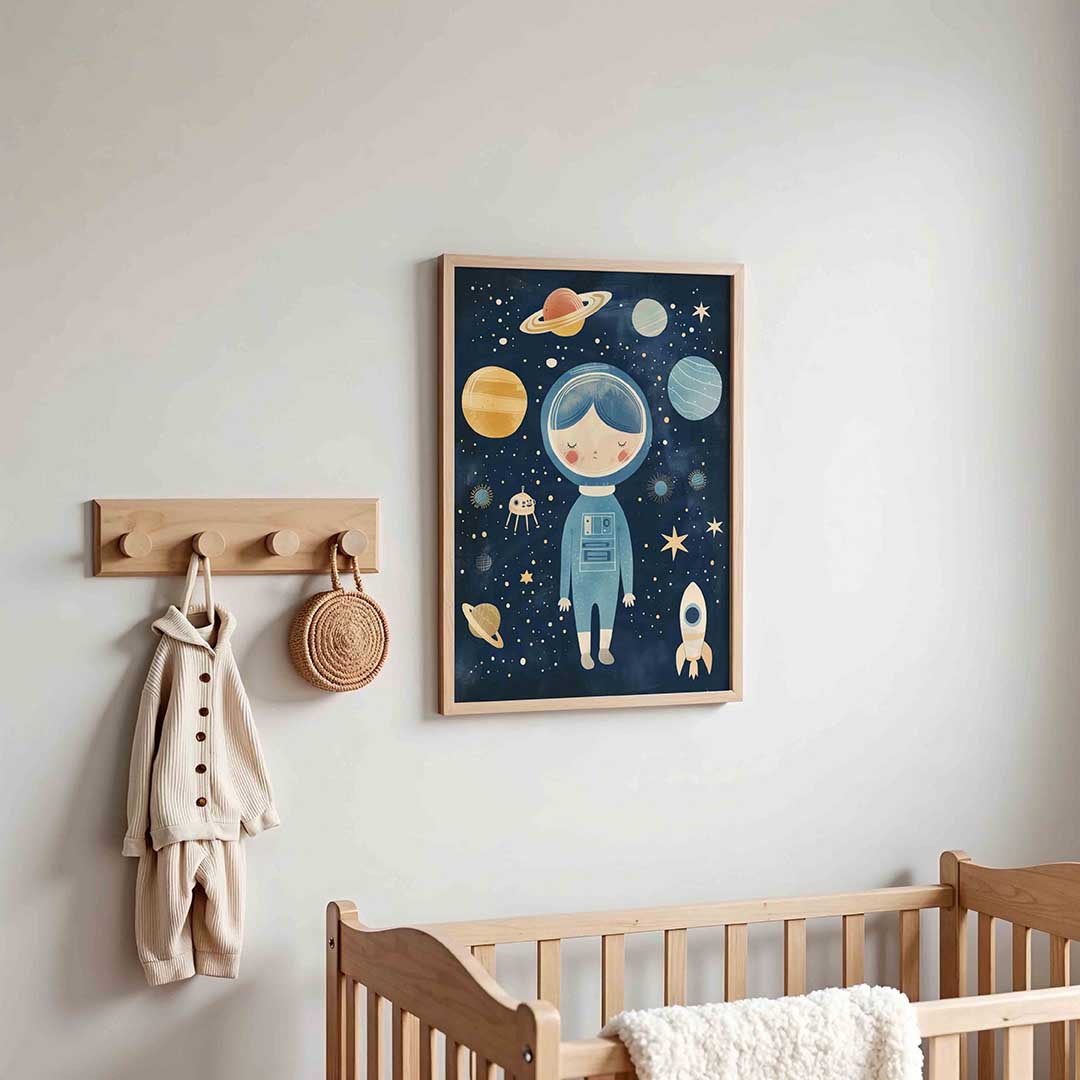Astronaut en planeten Poster