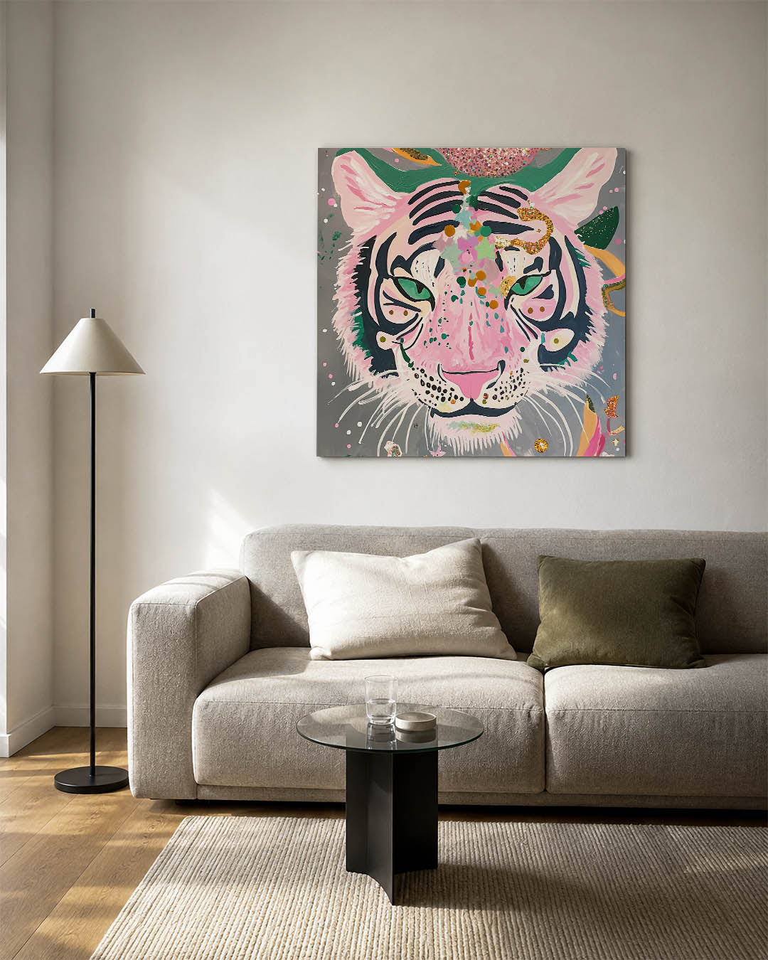 Kleurrijke tijgerkop Kunstwerk