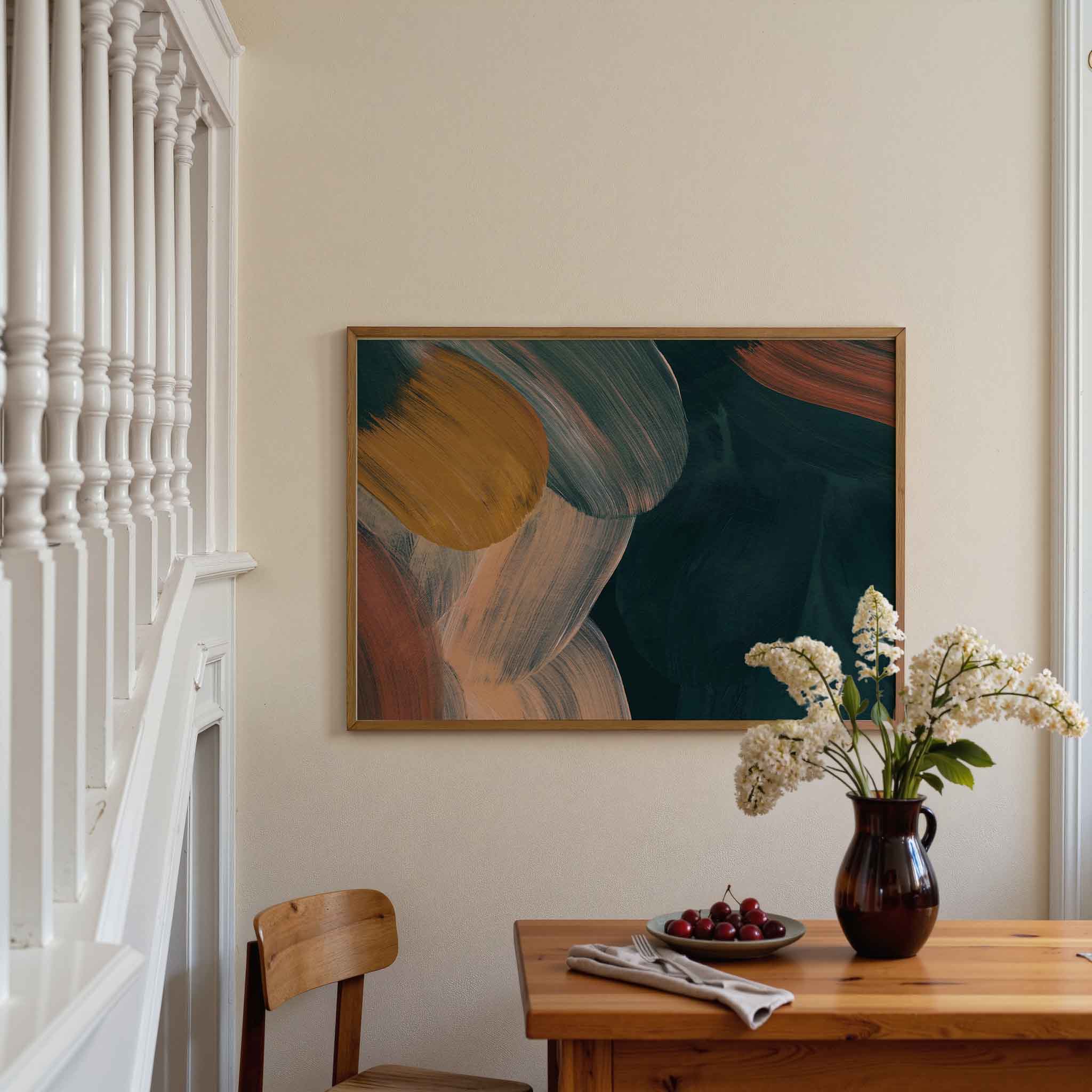 Abstracte penseelstreken Poster