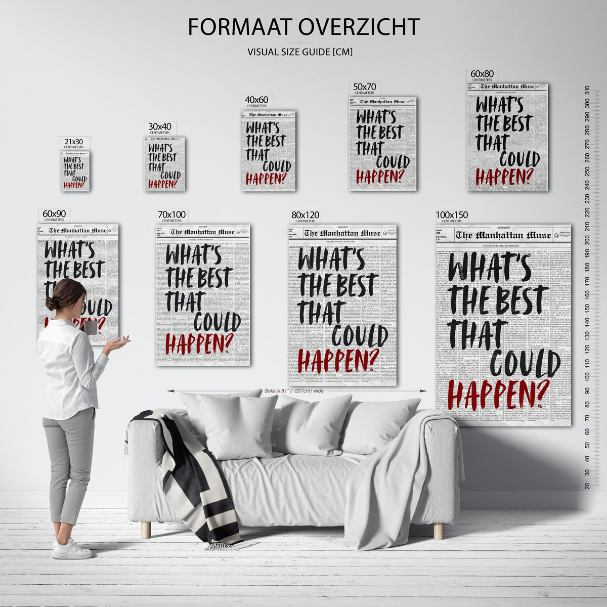 Grote tekst op krantenachtergrond Poster
