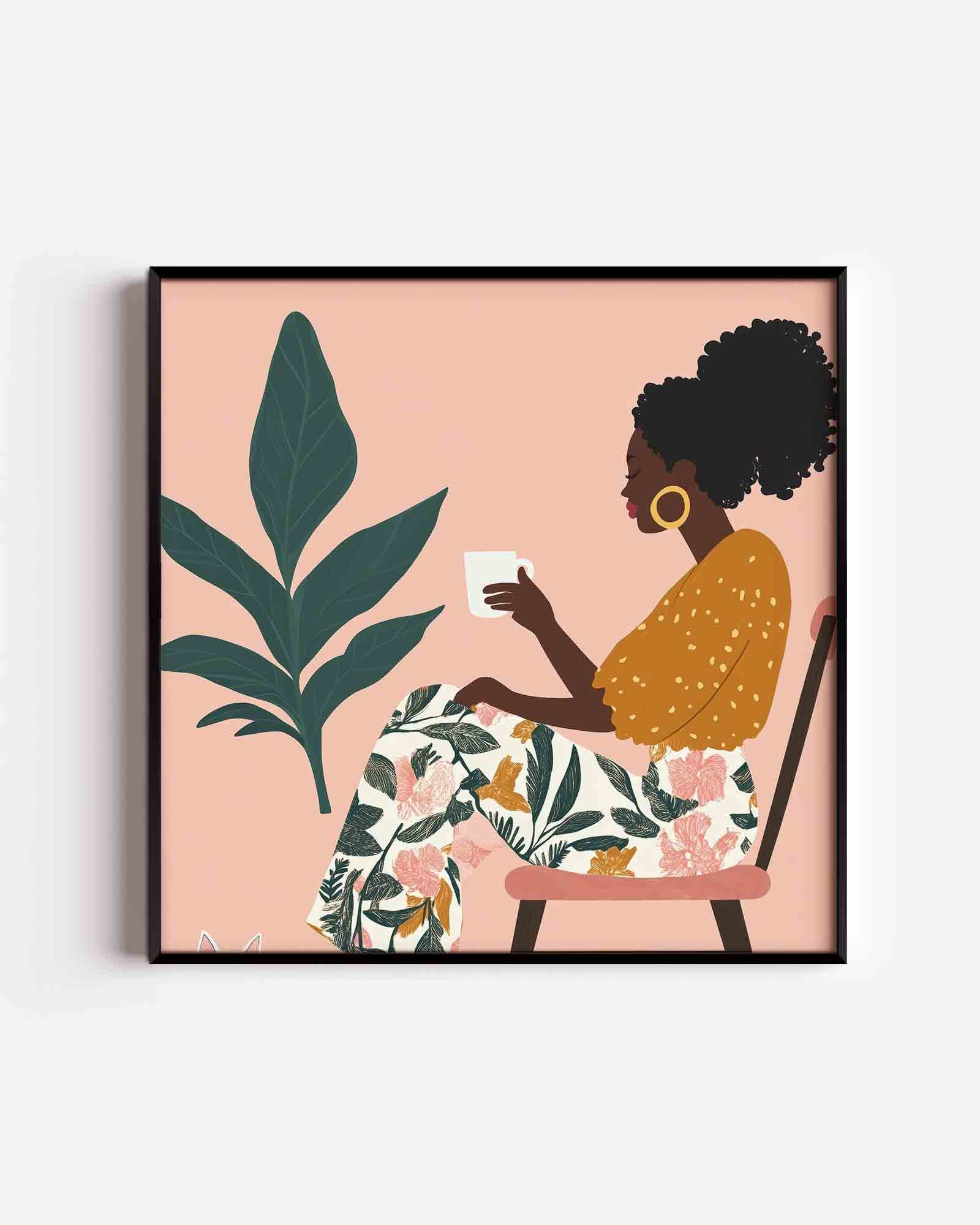 Vrouw met kopje Poster