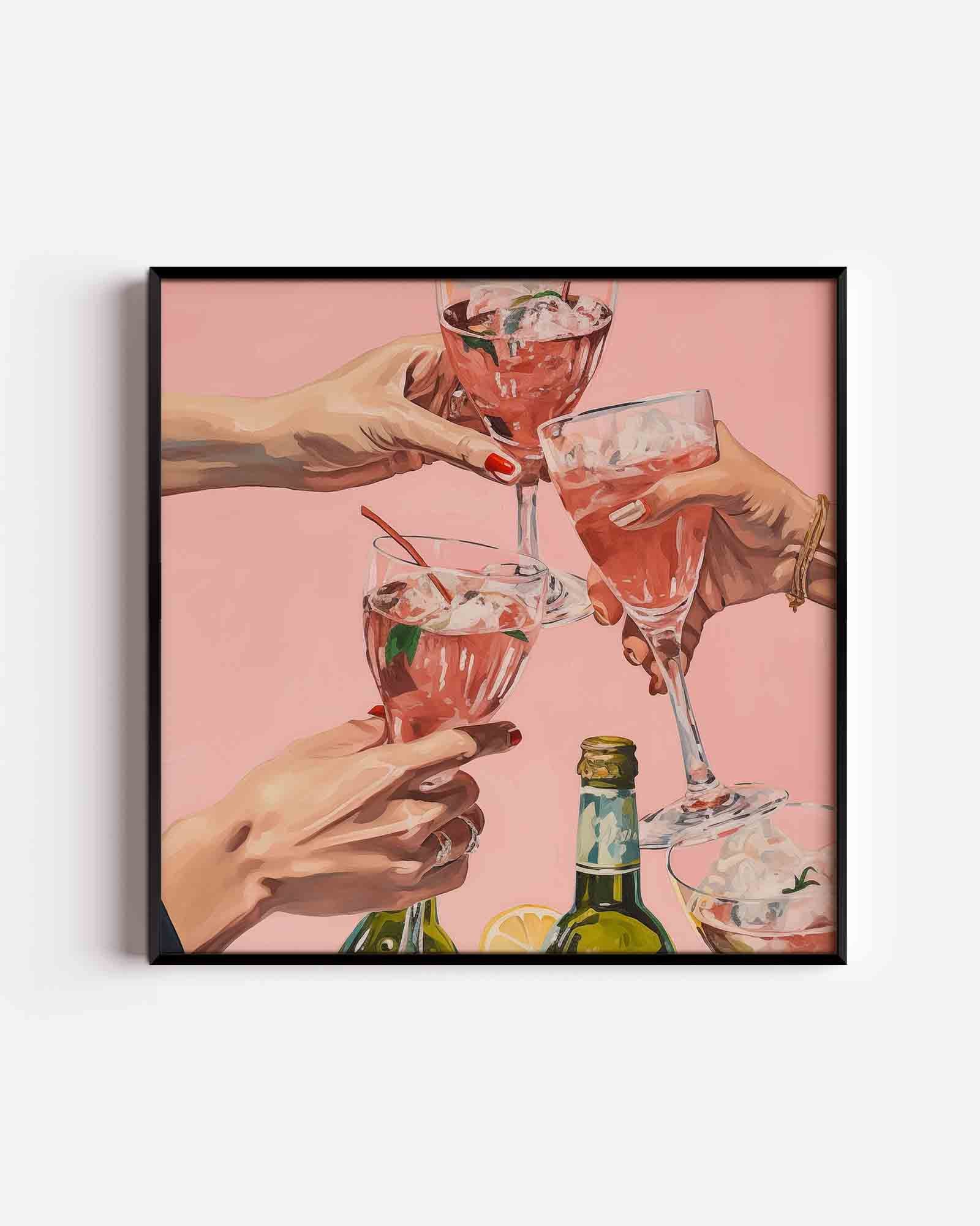 Drie glazen met roze drank Poster