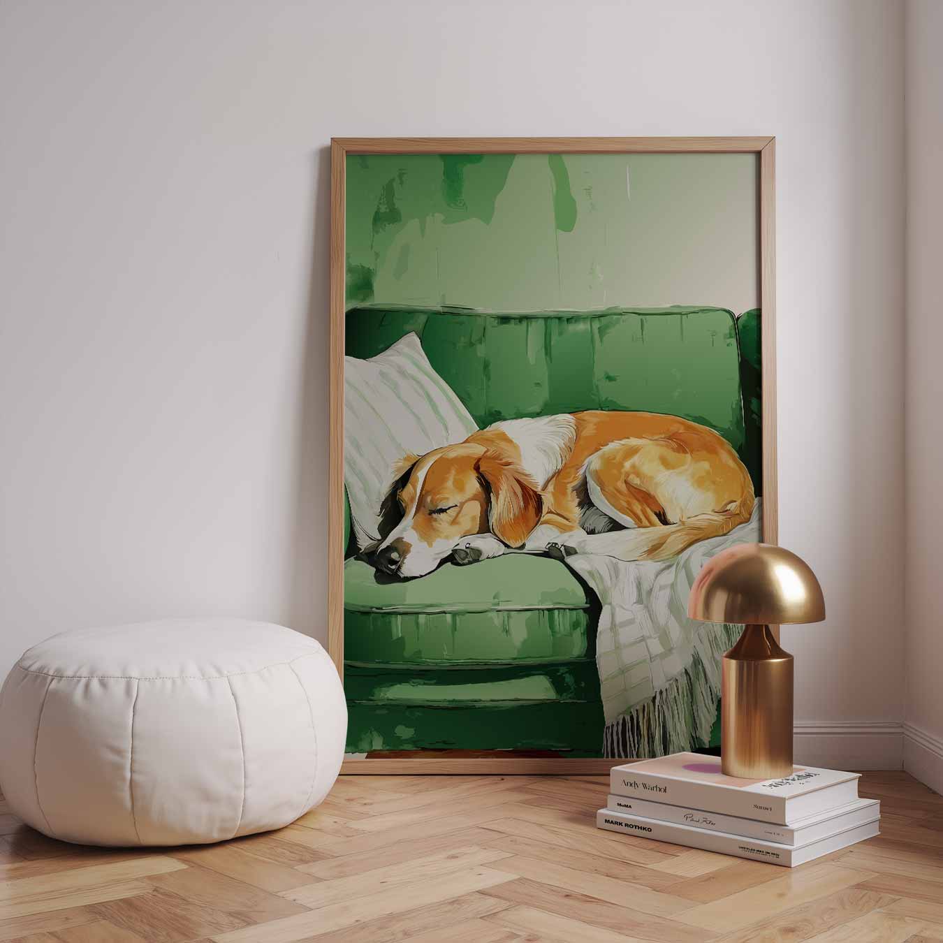 Dromerige Hond op de Bank Poster-WallArtistic