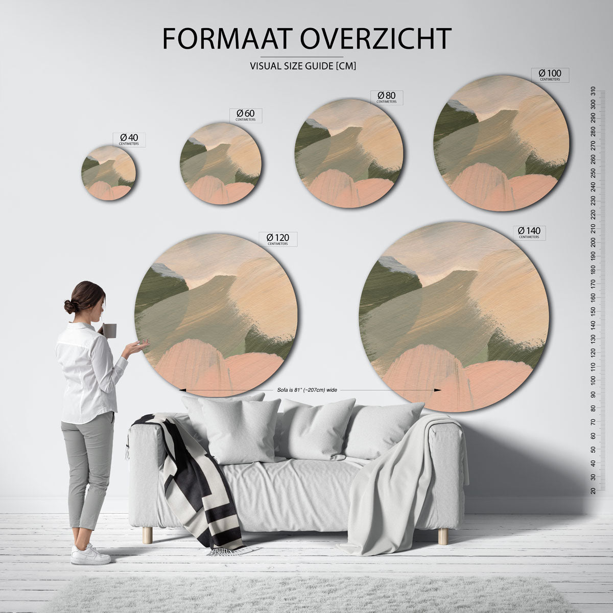Abstracte penseelstreken Muurcirkel