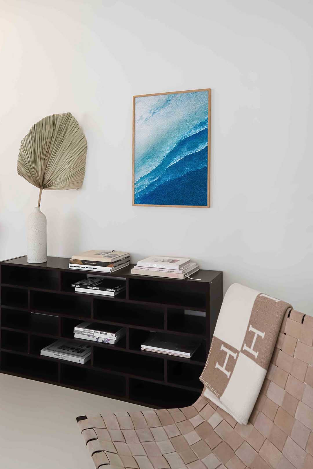 Golvende blauwe lijnen Poster