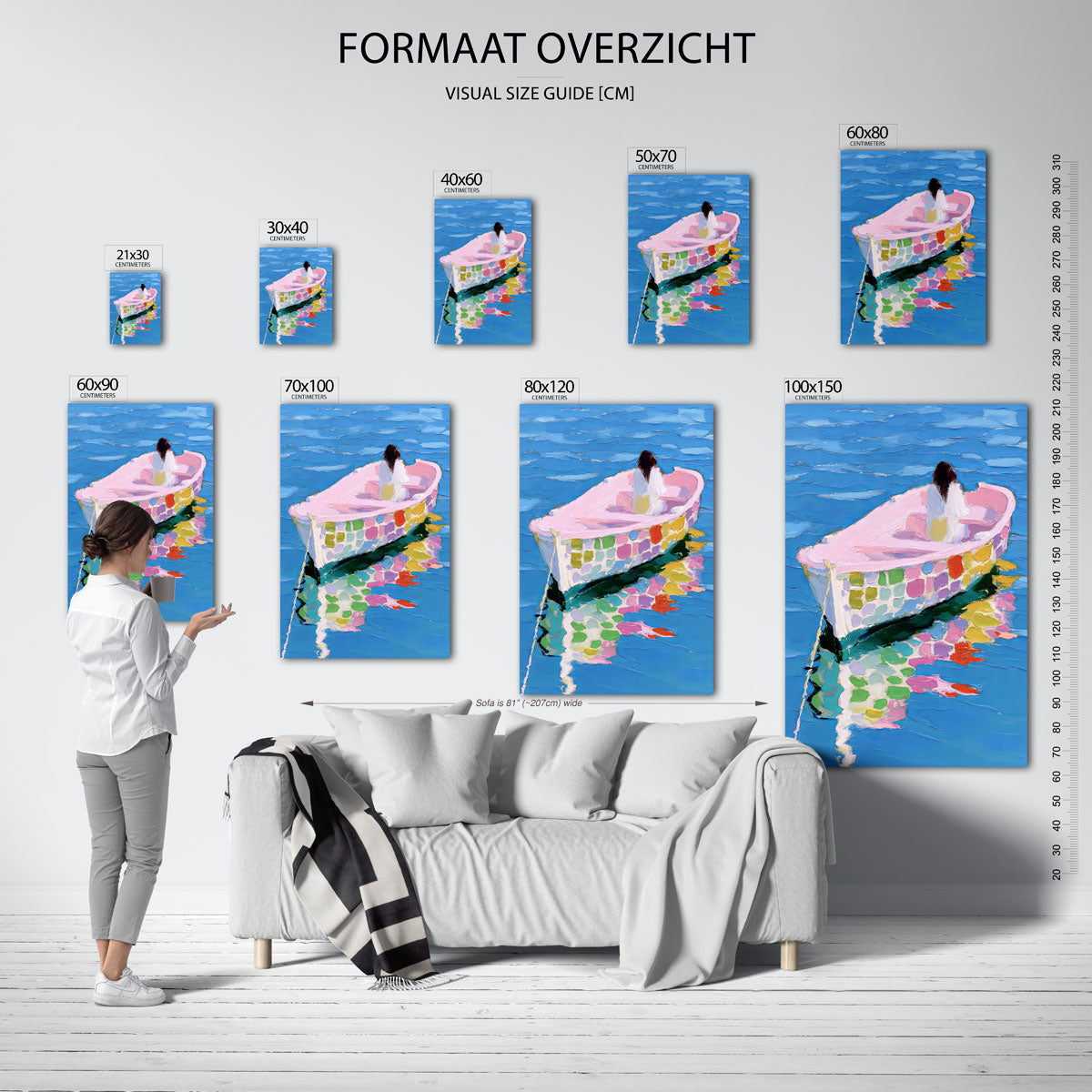 Boot op blauwe zee Poster