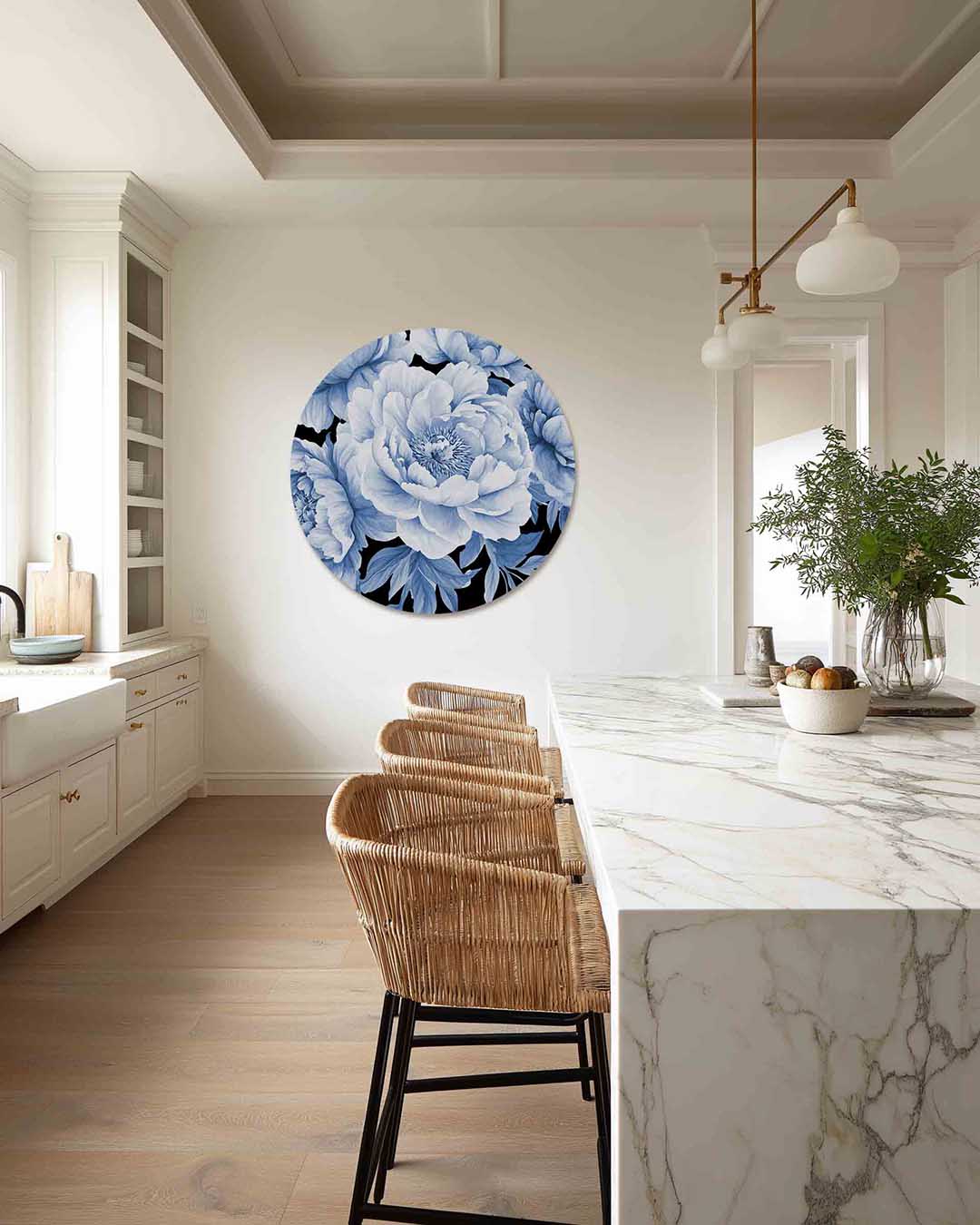 Blauwe bloemen Muurcirkel