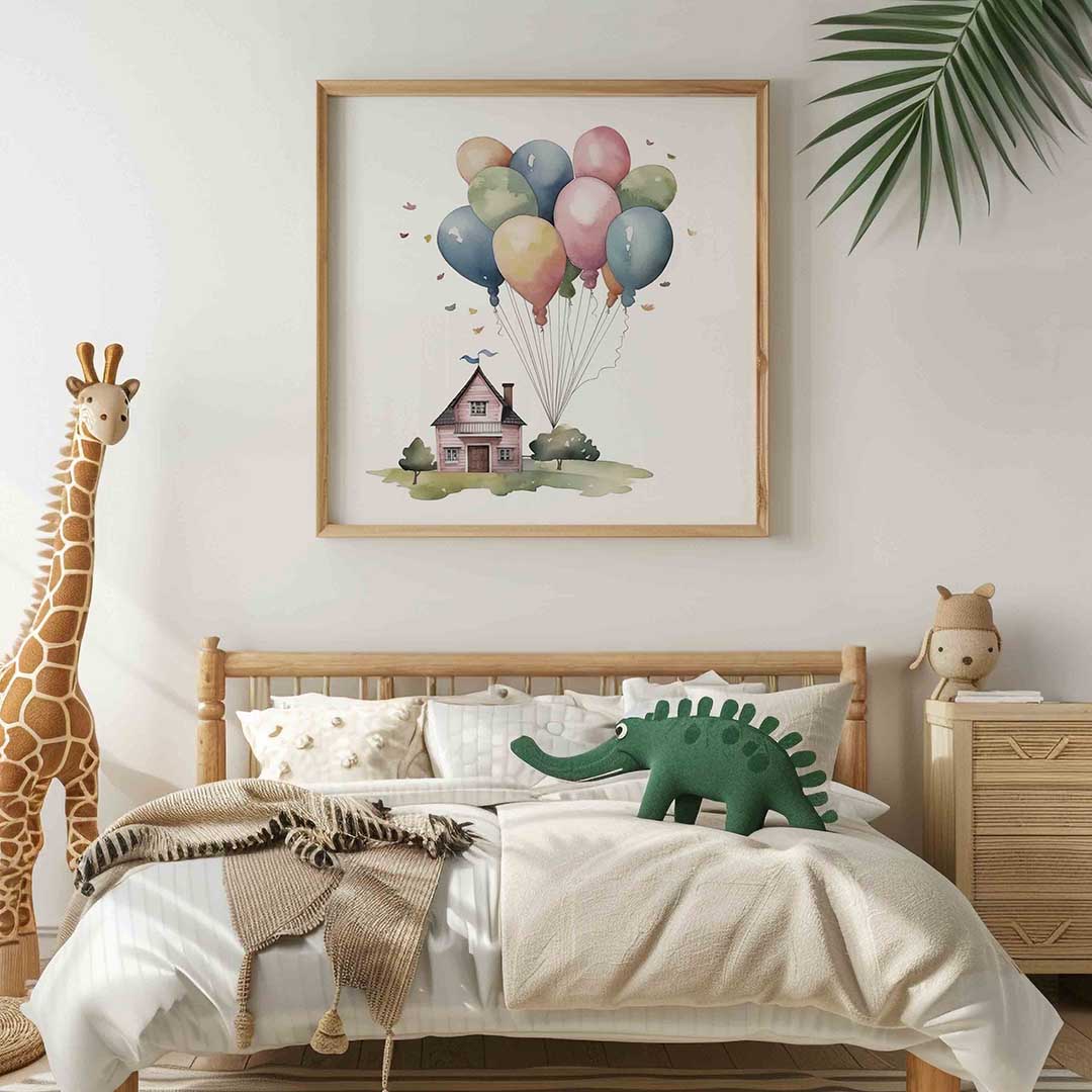 Huis met ballonnen Poster