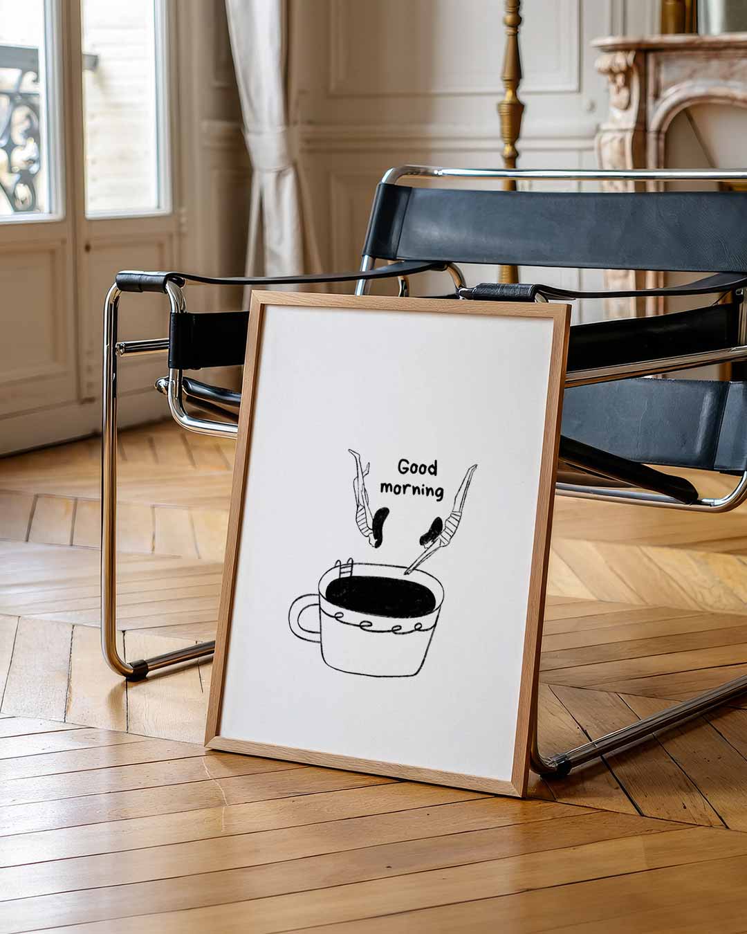Koffieduik Illustratie Poster-WallArtistic