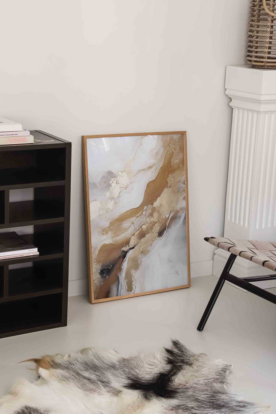Abstracte beige en gouden Poster