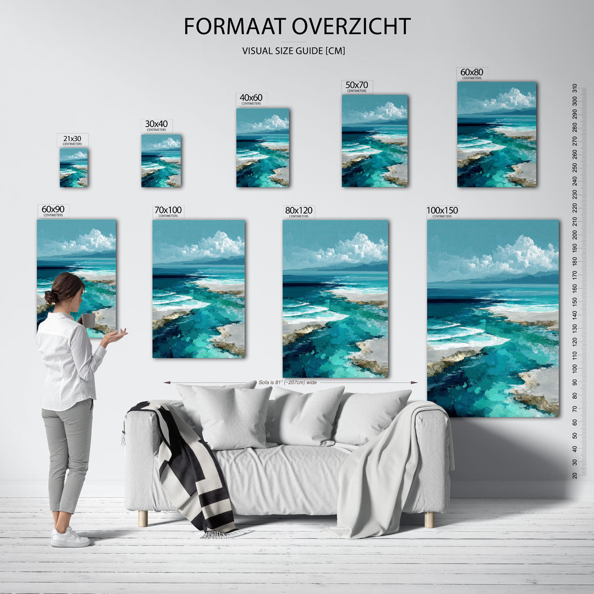 Blauwe oceaanlandschap Poster