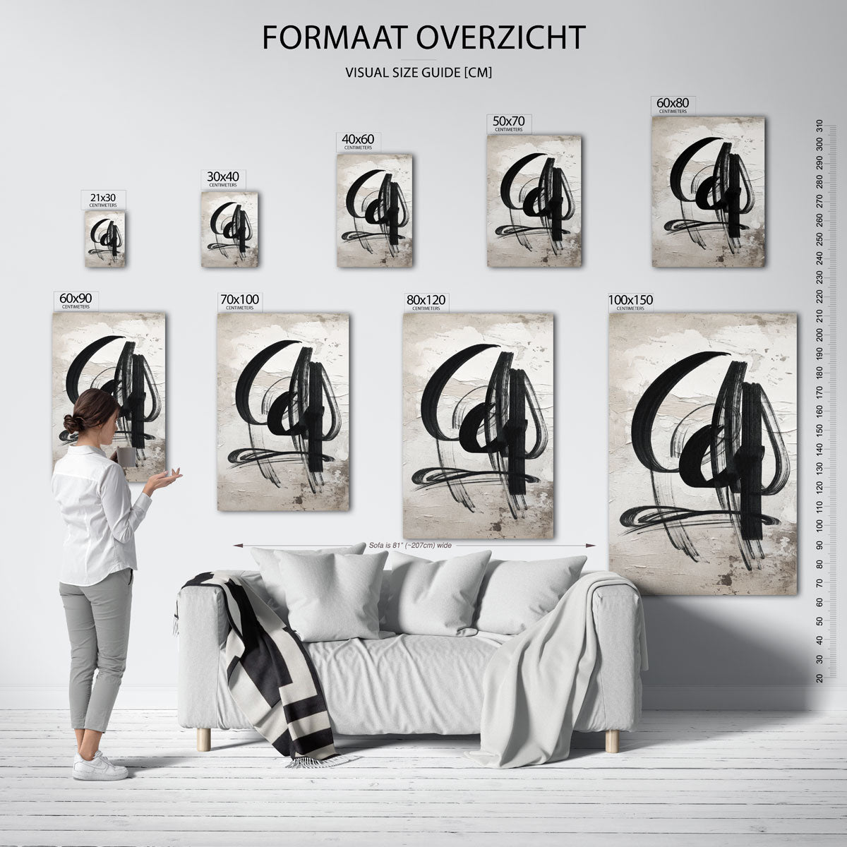 Abstracte zwarte penseelstreken Poster