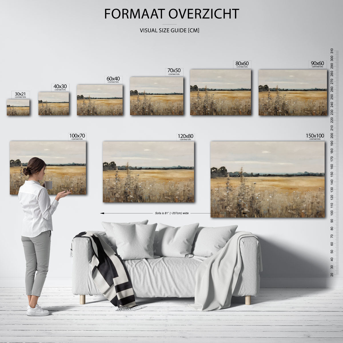 Landschap met veld en bomen Poster