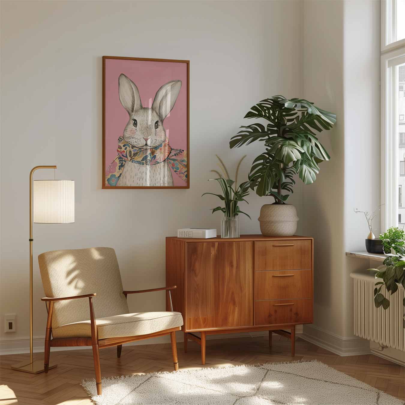 Schattige Konijnenposter met Sjaal Poster-WallArtistic