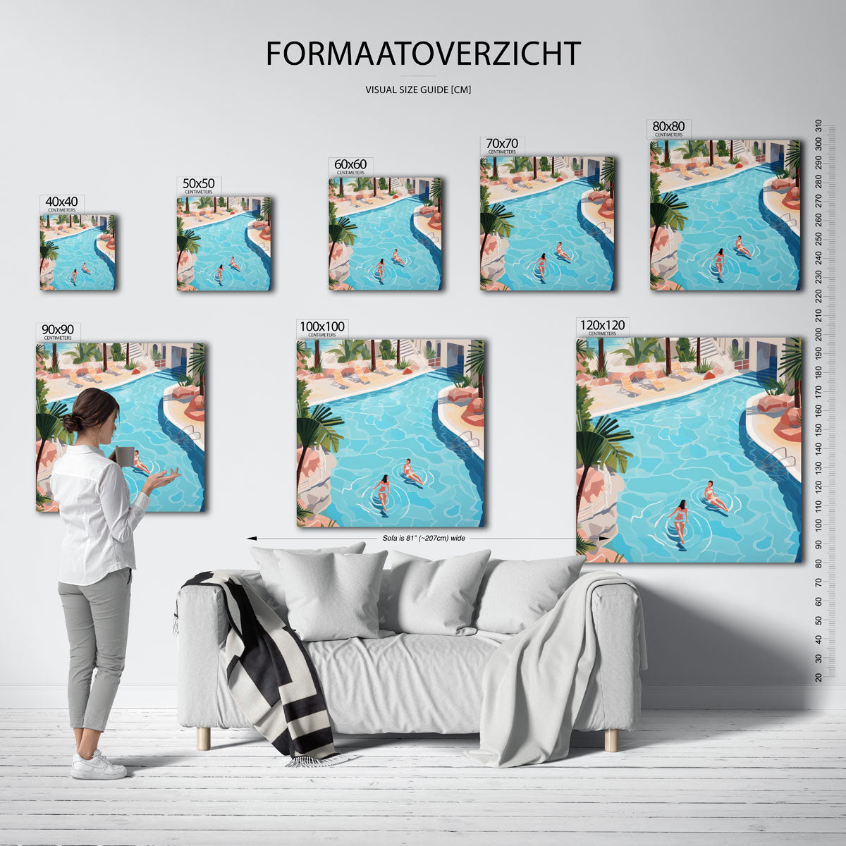 Zwembad met palmbomen Poster