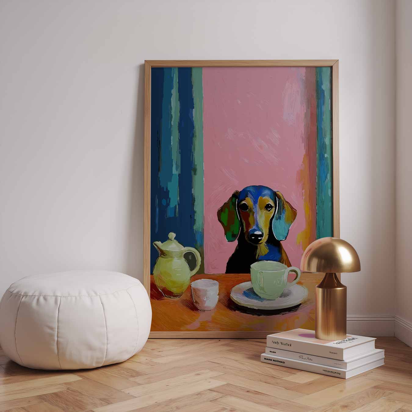 Koffiepauze met Hond Poster-WallArtistic