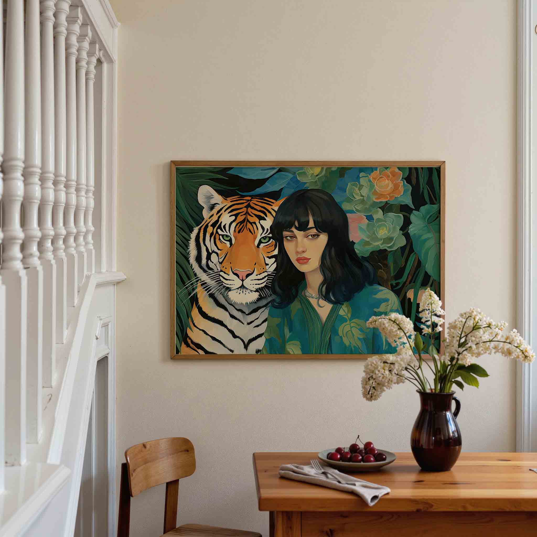 Tijger en vrouw Poster
