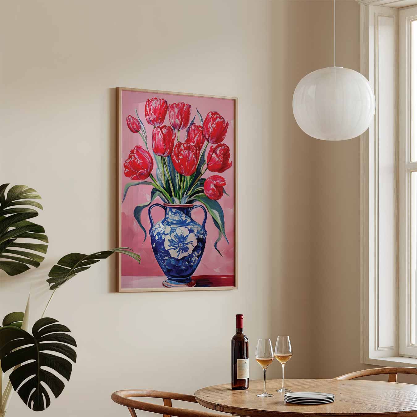 Tulpen in Delfts Blauwe Vaas Poster-WallArtistic