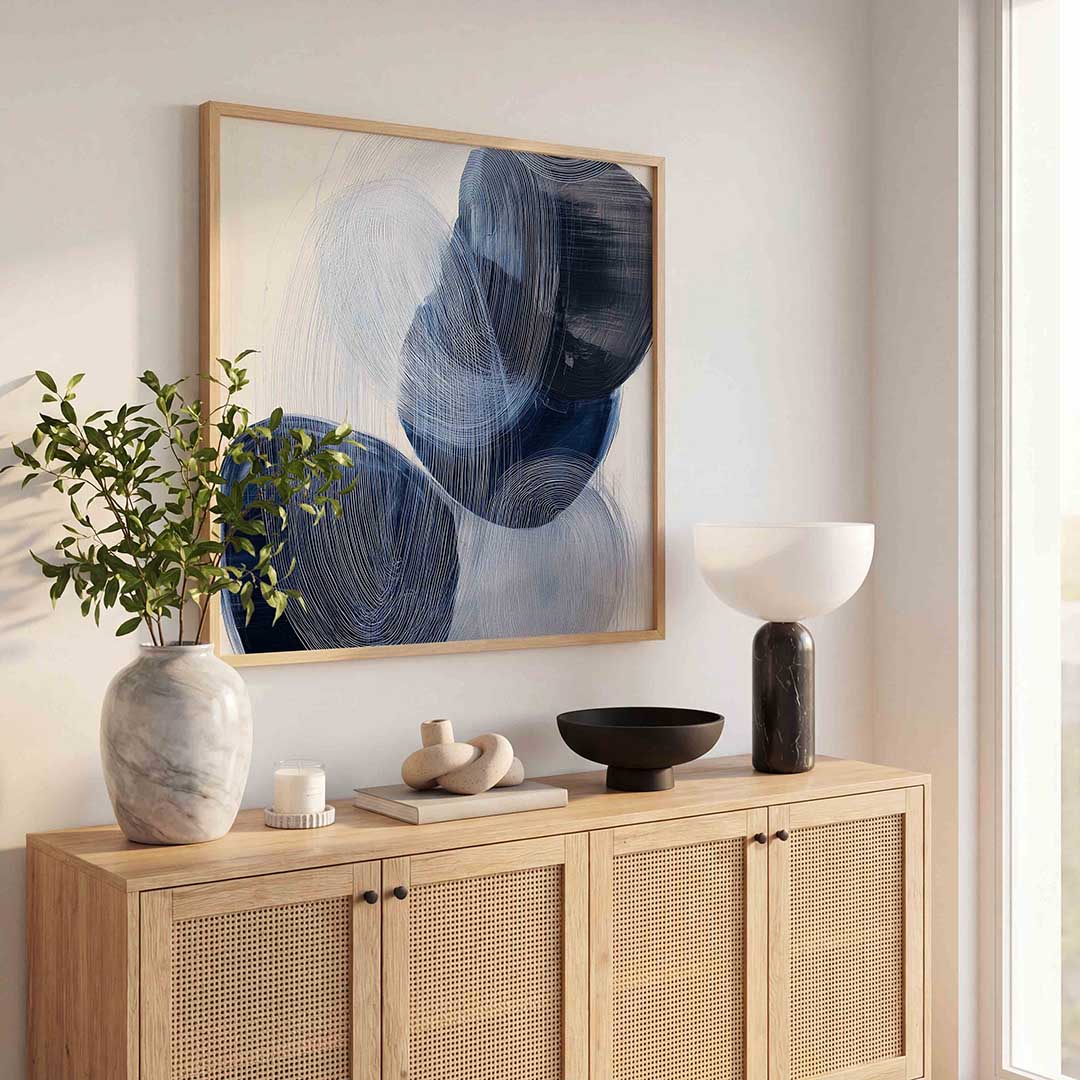 Abstracte blauwe vormen Poster