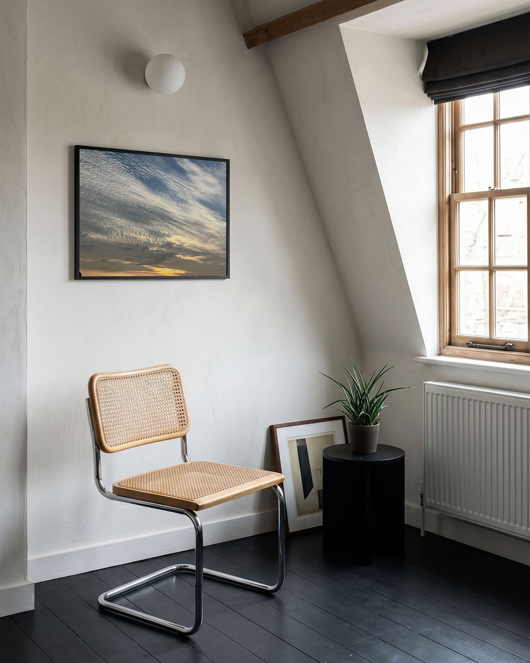 Luchtlandschap bij zonsondergang Poster