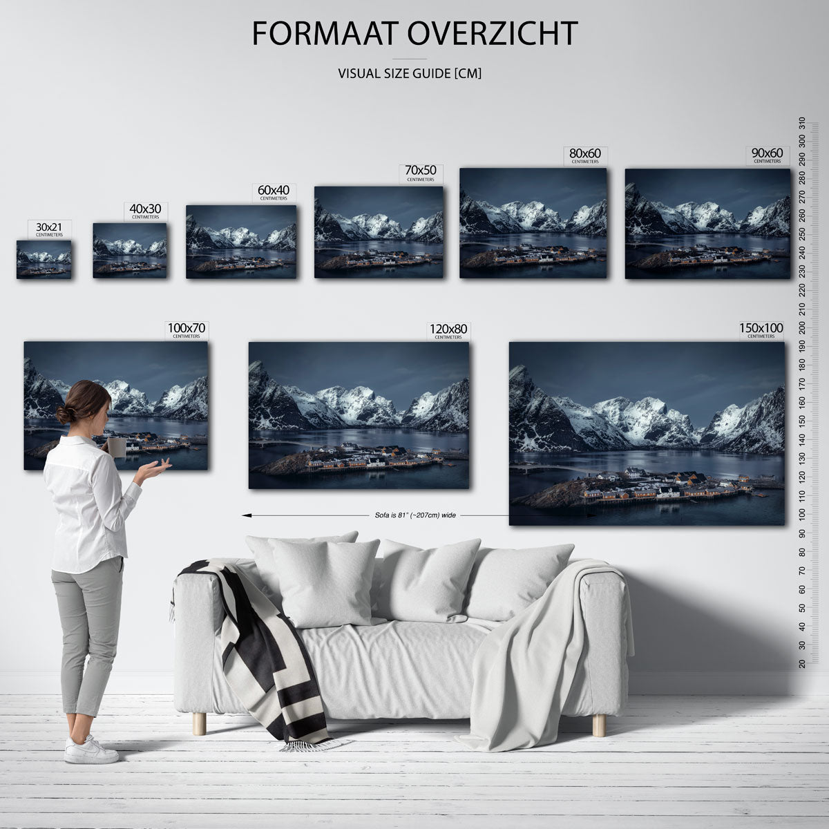 Berglandschap met dorp Poster