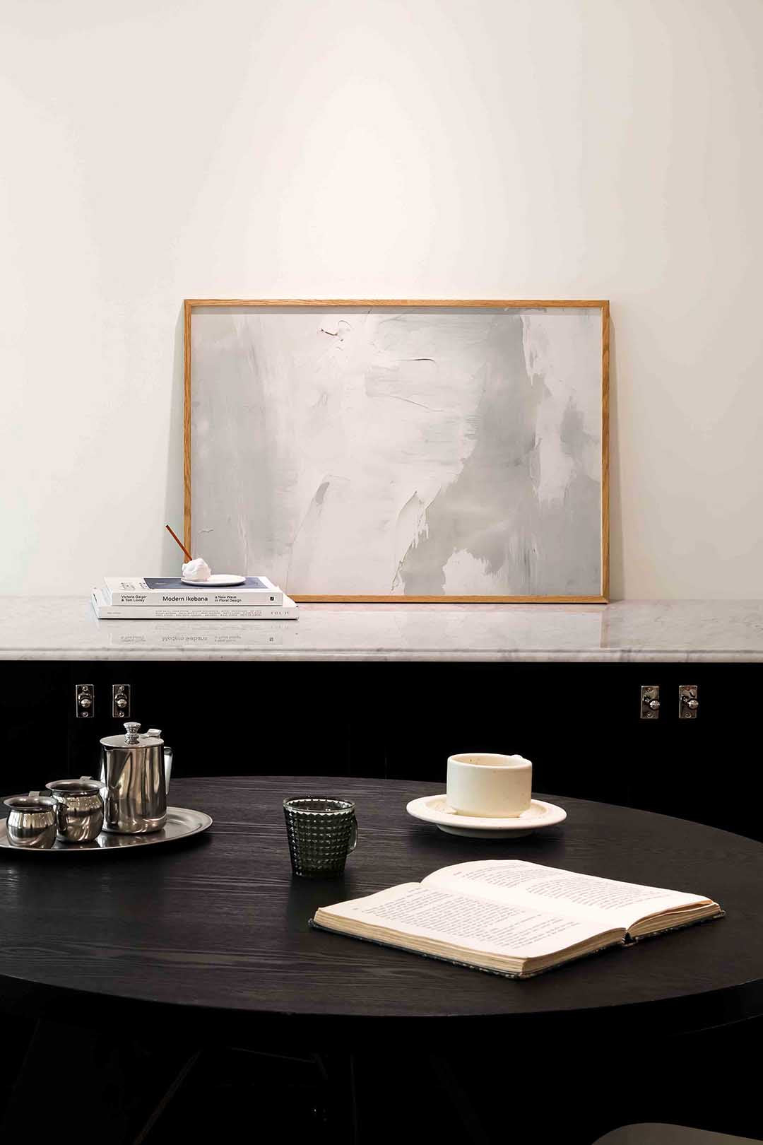 Abstracte grijze en witte Poster