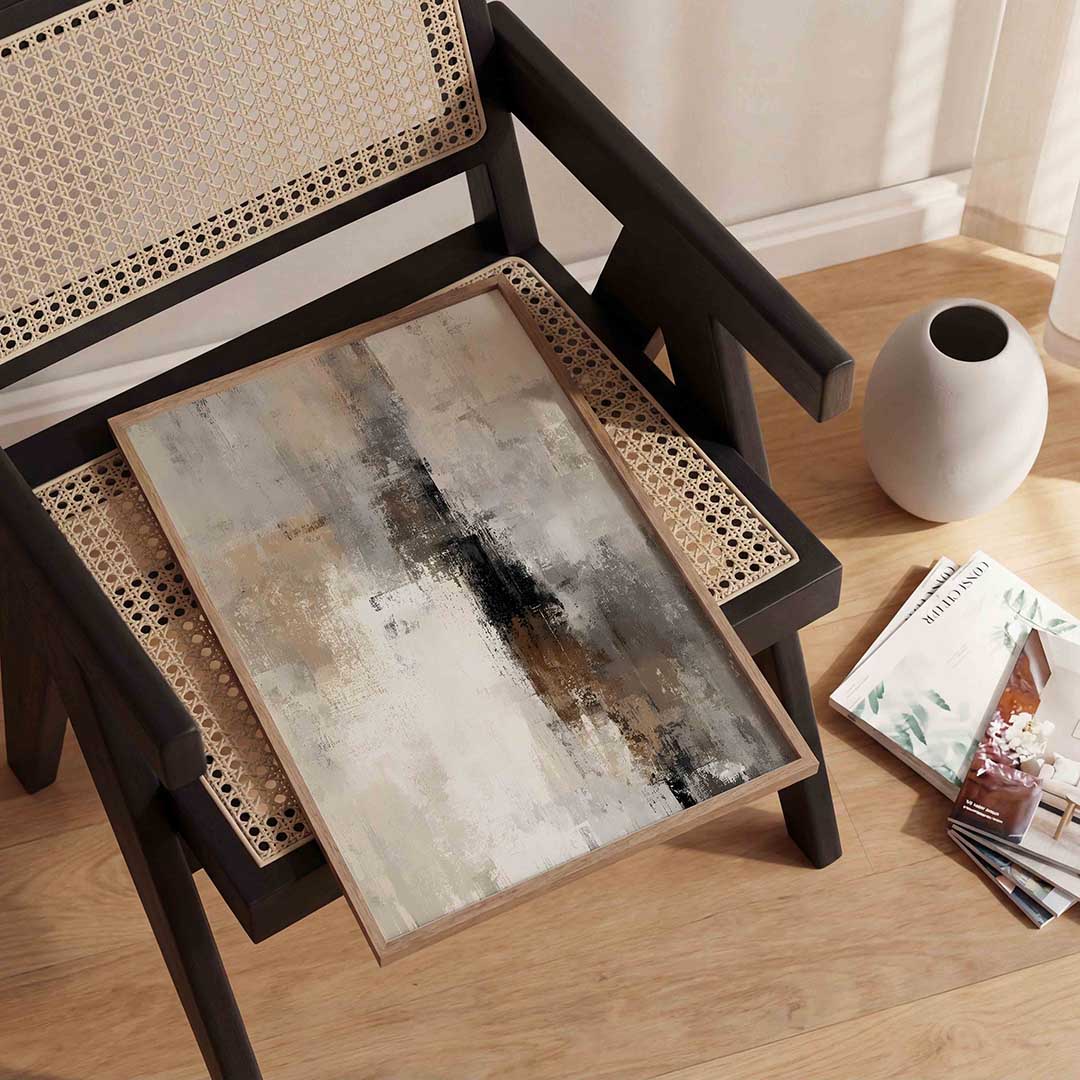 Abstracte beige en grijze Poster