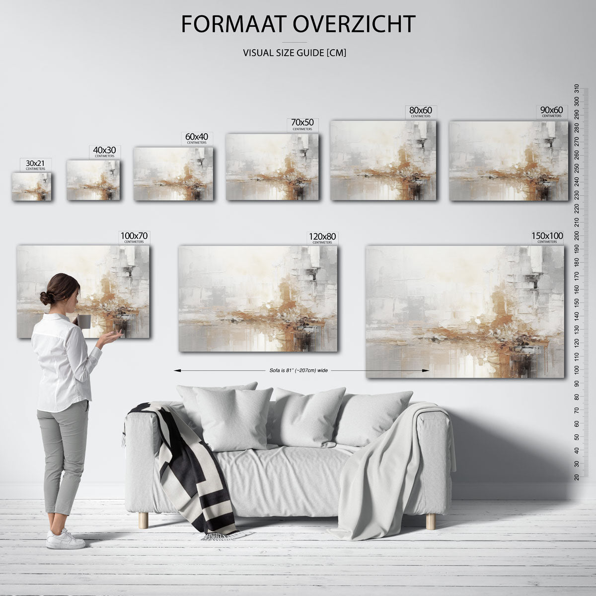 Abstracte beige en grijze Poster