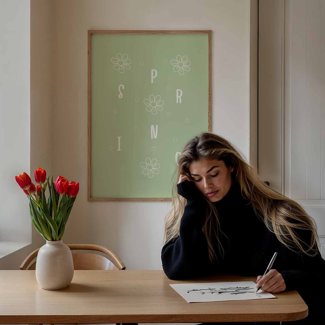Vrolijke Lente Bloem Poster-WallArtistic