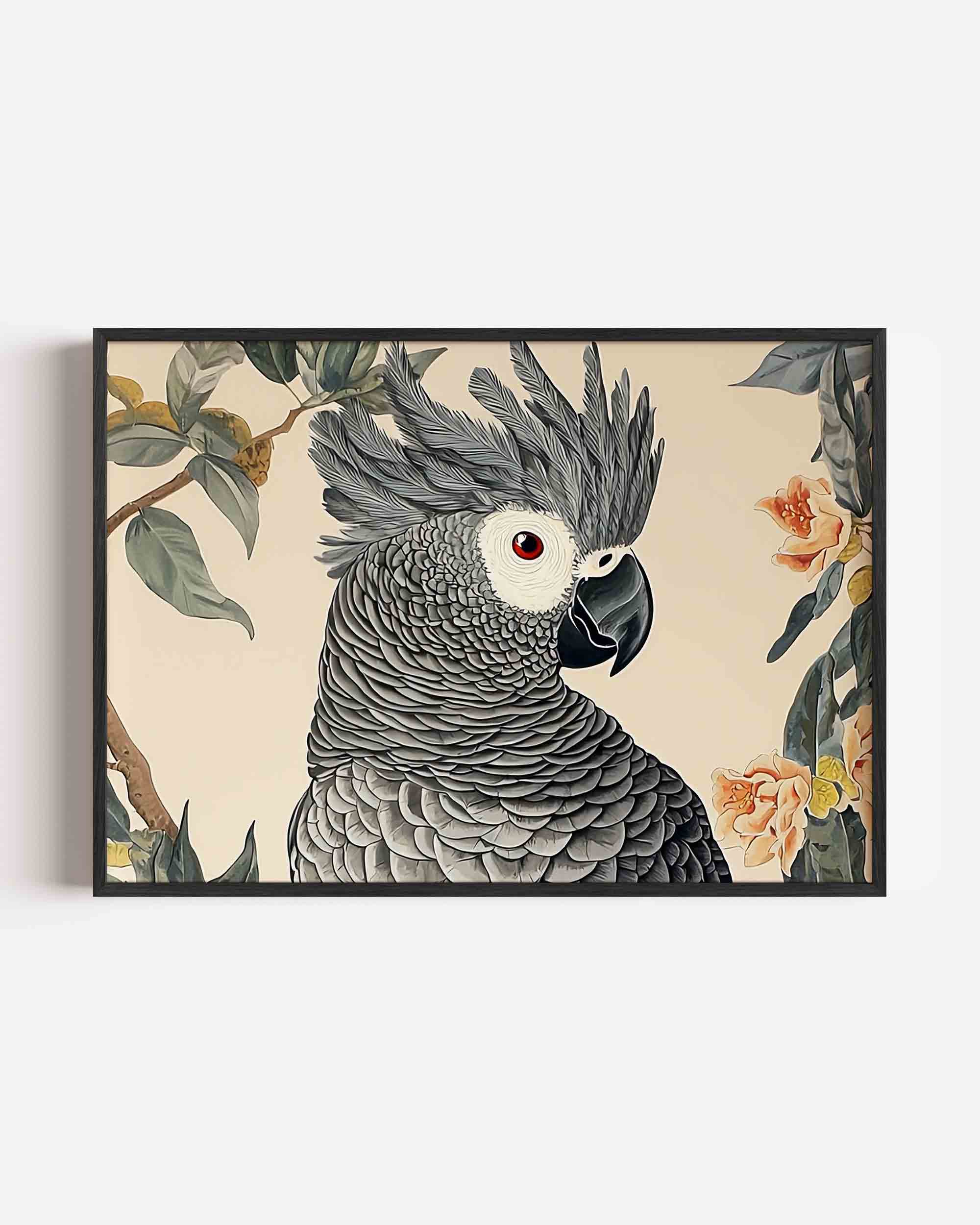 Papegaai met bloemen Poster