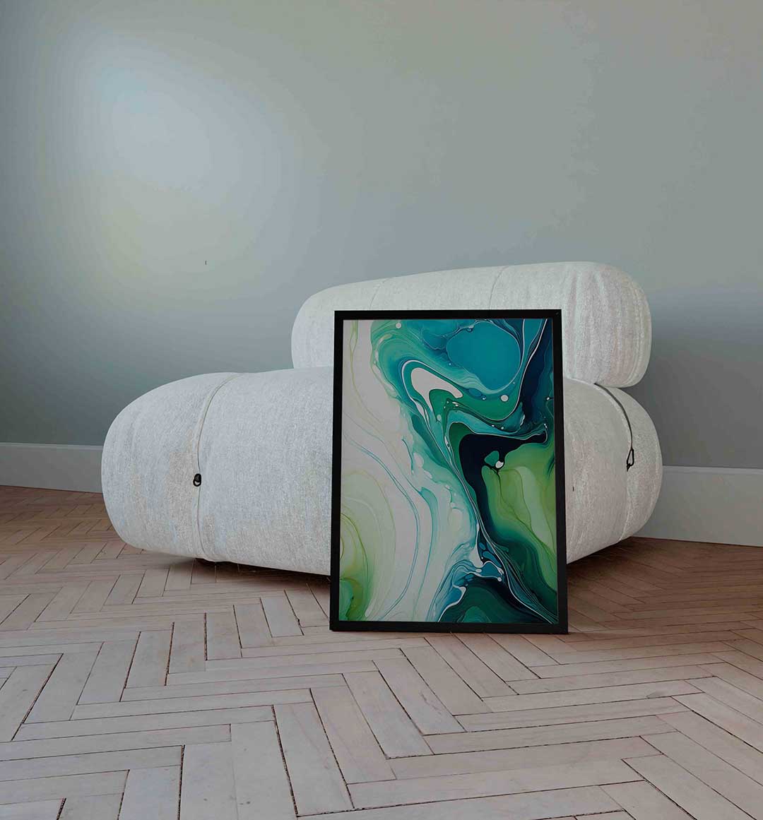 Abstracte groene en blauwe Poster