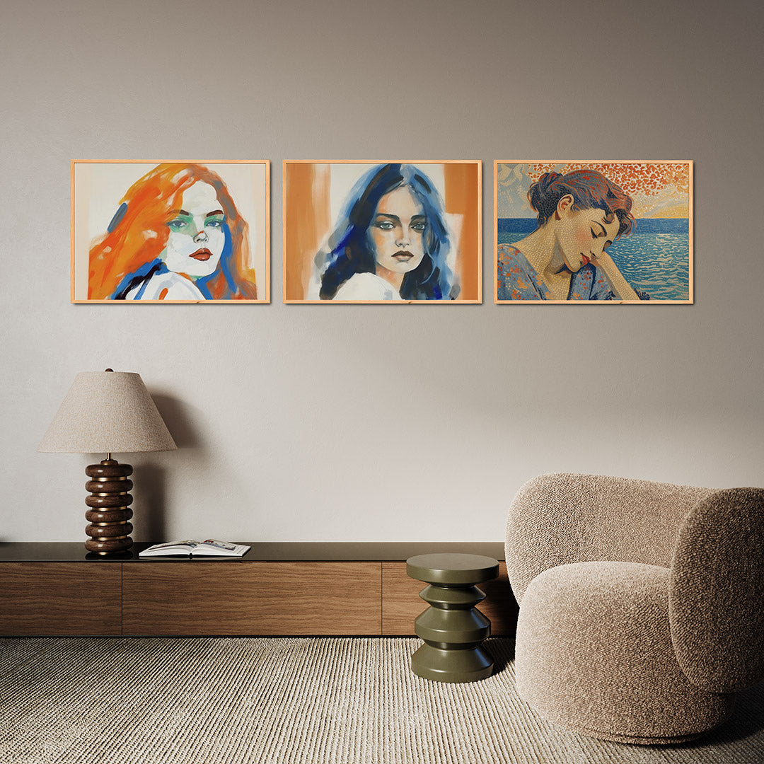 Kleurrijke portretuitdrukking Posterset