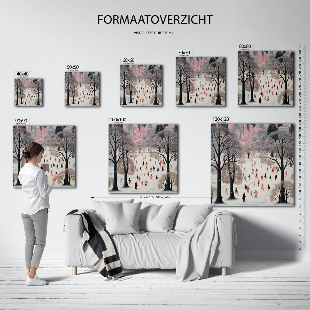 Schaatsers in park Poster