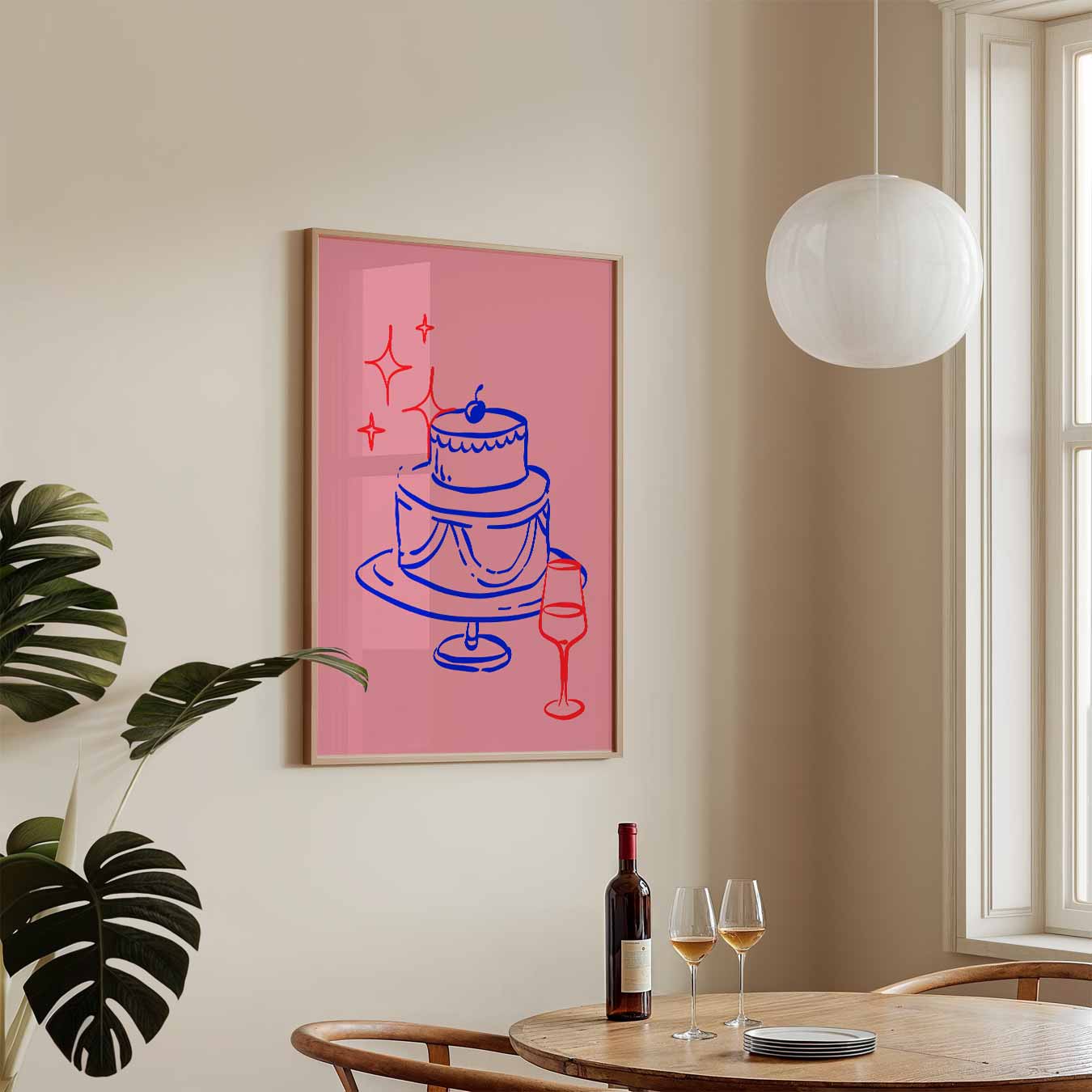 Feestelijke Taart en Wijn Poster-WallArtistic