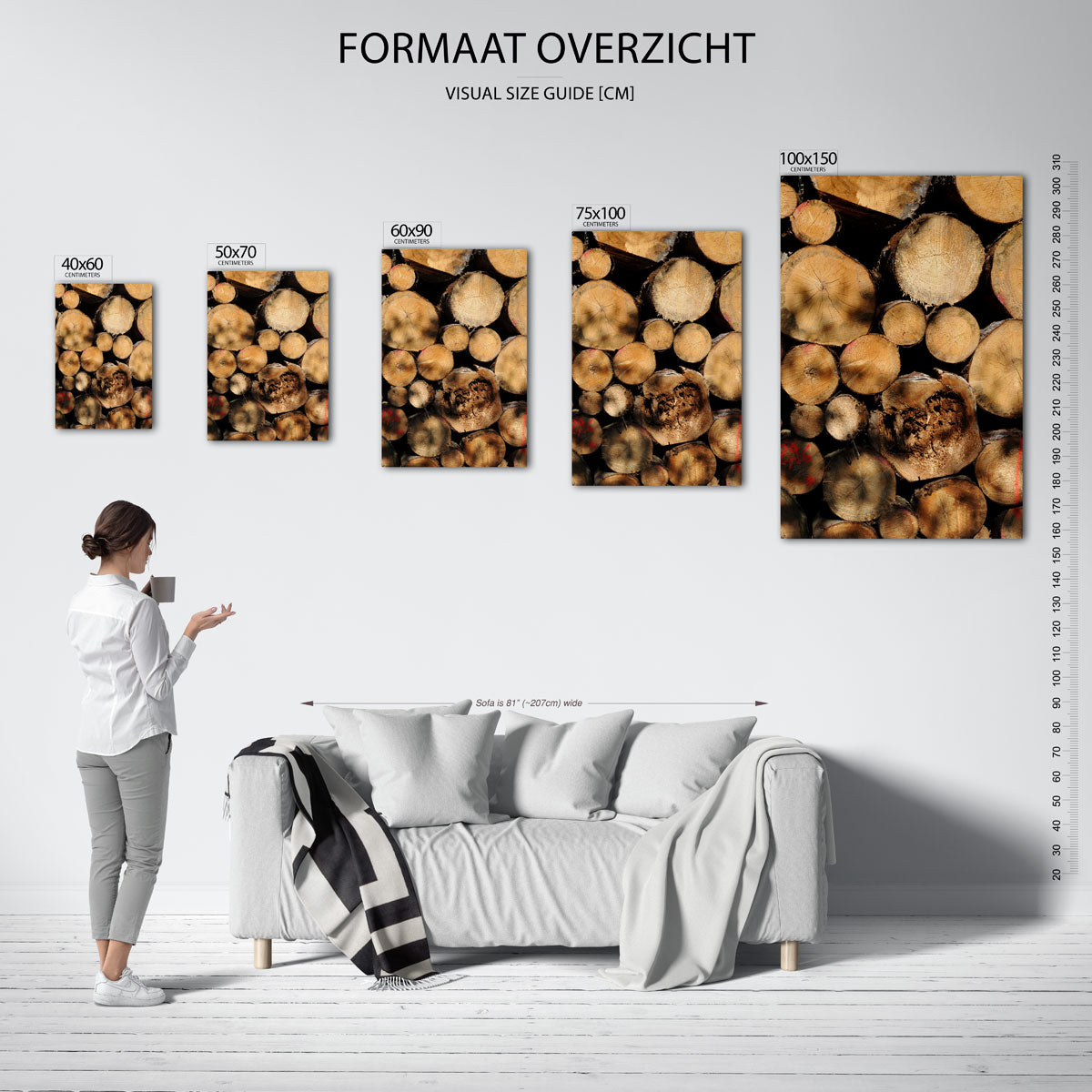 Houtstapel textuur Kunstwerk