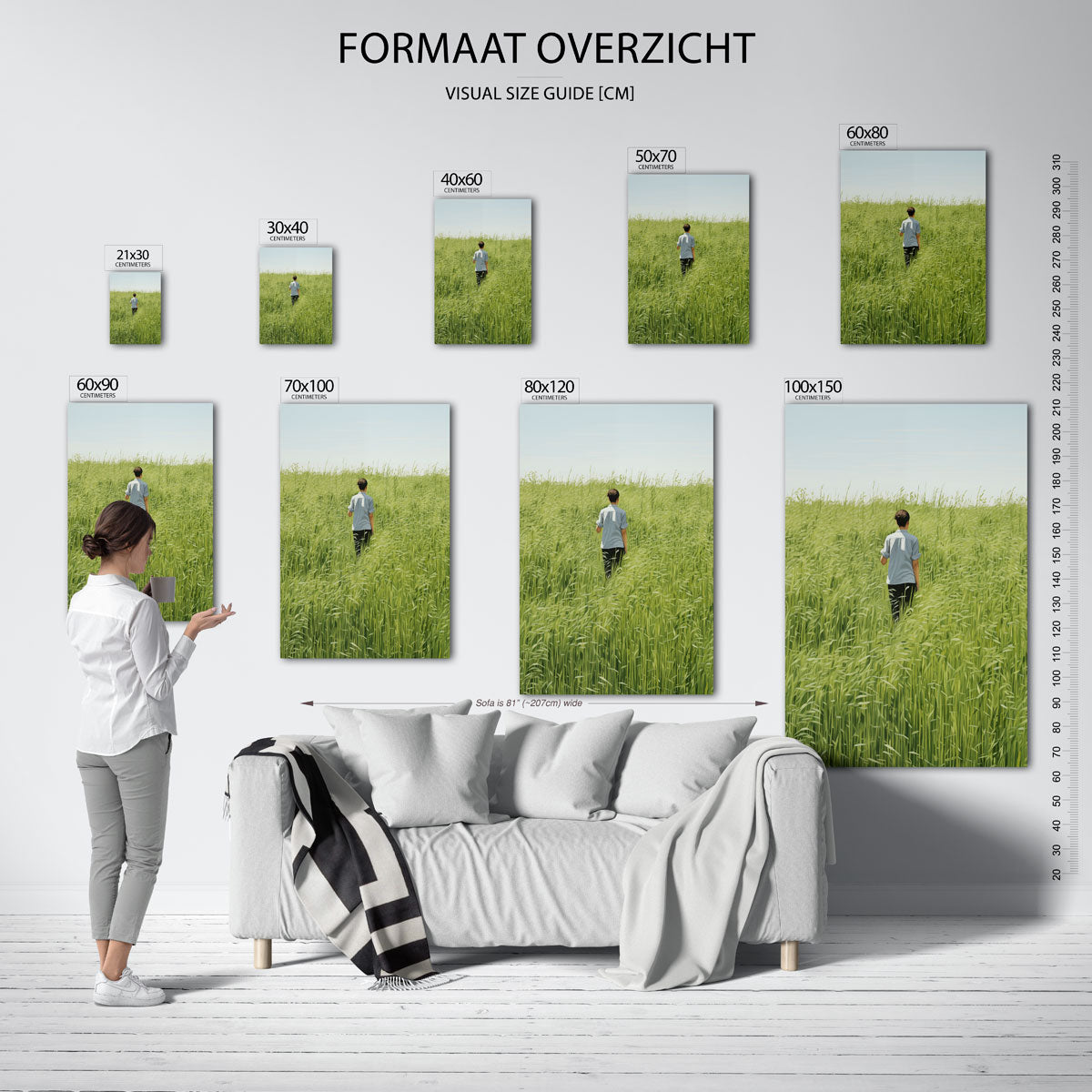 Persoon in groen veld Poster