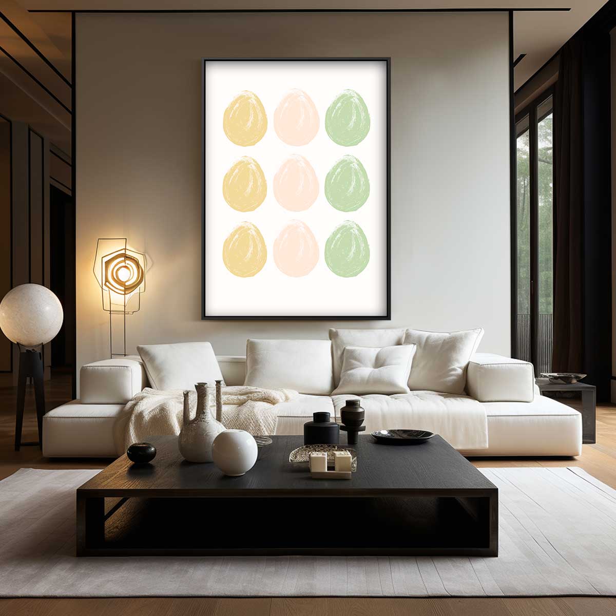 Pastel Cirkel Compositie Kunstwerk-canvas-dibond-plexiglas-wanddecoratie-WallArtistic